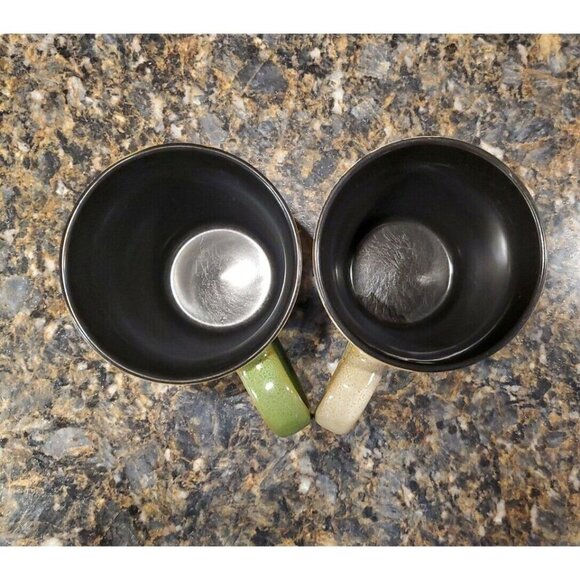 2 Beautiful Green & Tan designed Coffee Mug ,Tea Cup Hot Chocolate - Picture 7 of 7